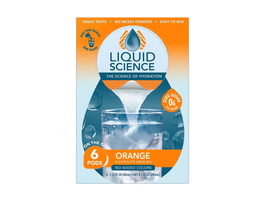 Liquid Science Orange electrolyte drink mix peel and pour pods